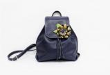 Кожаный женский рюкзак небольшого размера с цветком., Рюкзаки из натуральной кожи