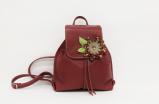 Кожаный женский рюкзак небольшого размера с цветком.Рюкзаки из натуральной кожи
